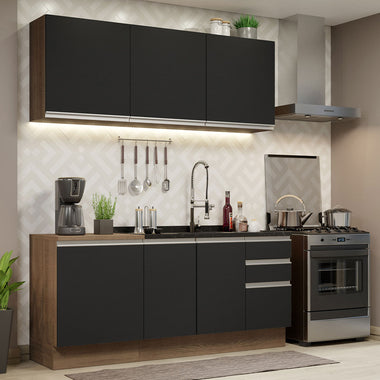 Cocina Compacta 180 cm Marrón/Negro Glamy Madesa