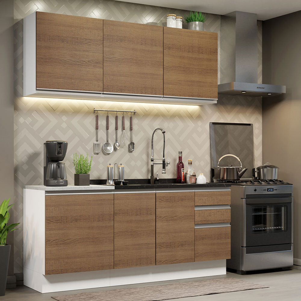 Cocina Compacta 180cm Blanco/Marrón Glamy 05