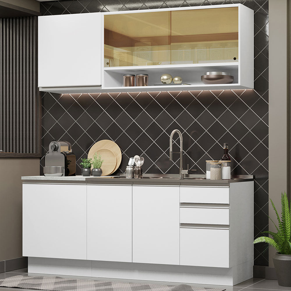 Cocina Compacta 180cm Blanco Glamy 06