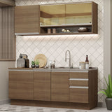 Cocina Compacta 180cm Marrón Glamy 06