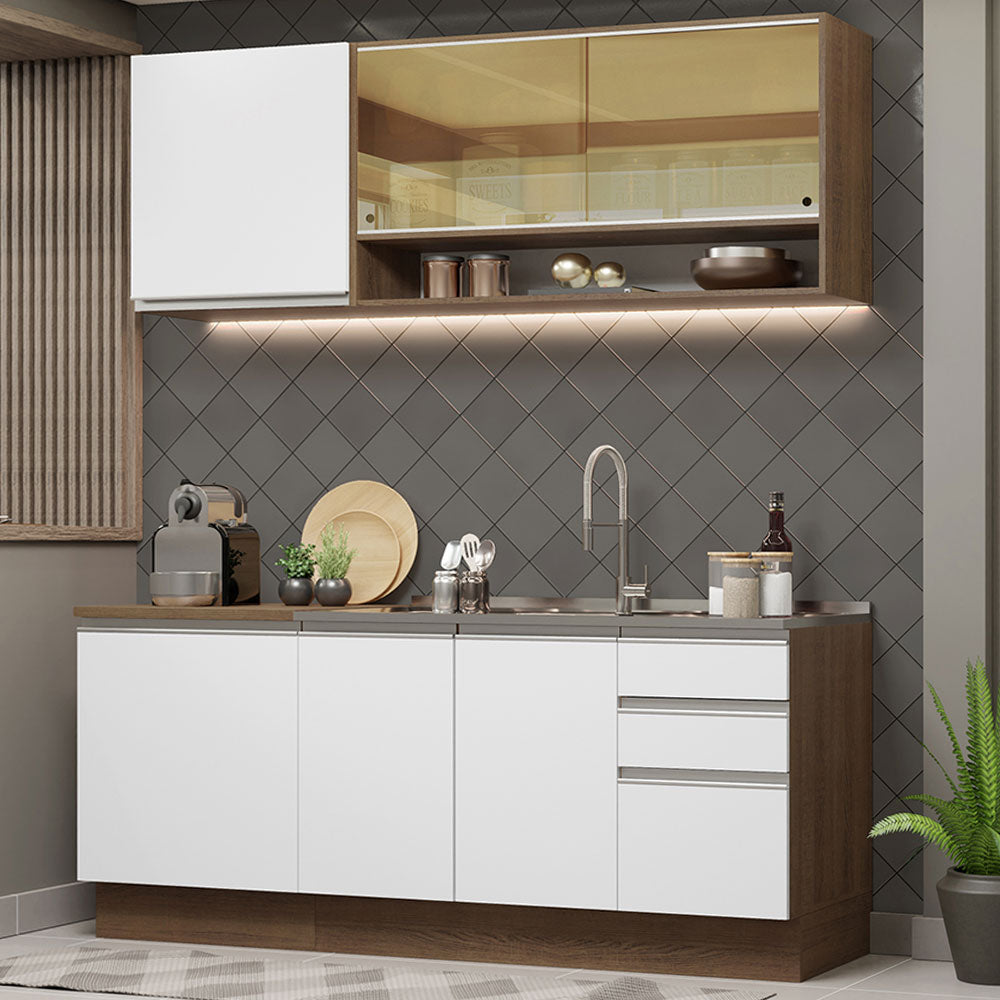 Cocina Compacta 180cm Marrón/Blanco Glamy 06
