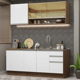 Cocina Compacta 180cm Marrón/Blanco Glamy 06