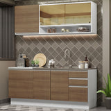 Cocina Compacta 180cm Blanco/Marrón Glamy 06