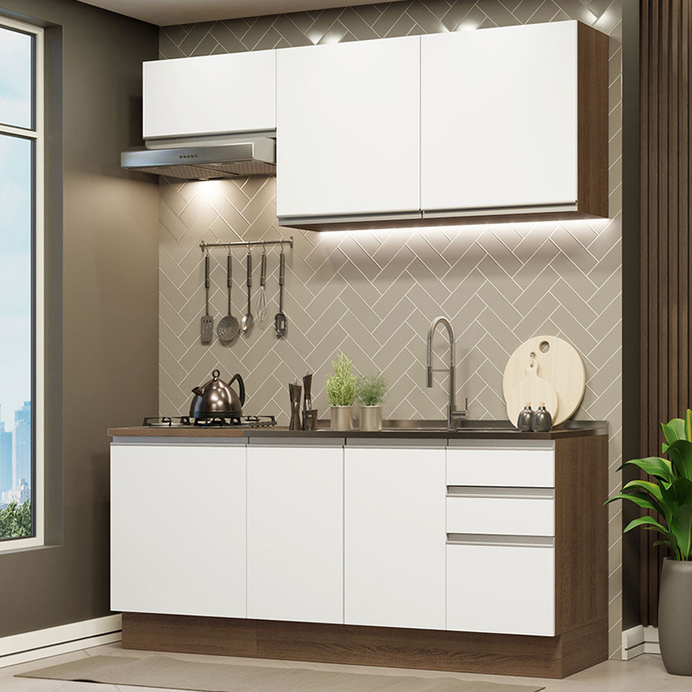 Cocina Compacta 180cm Marrón/Blanco Glamy 07