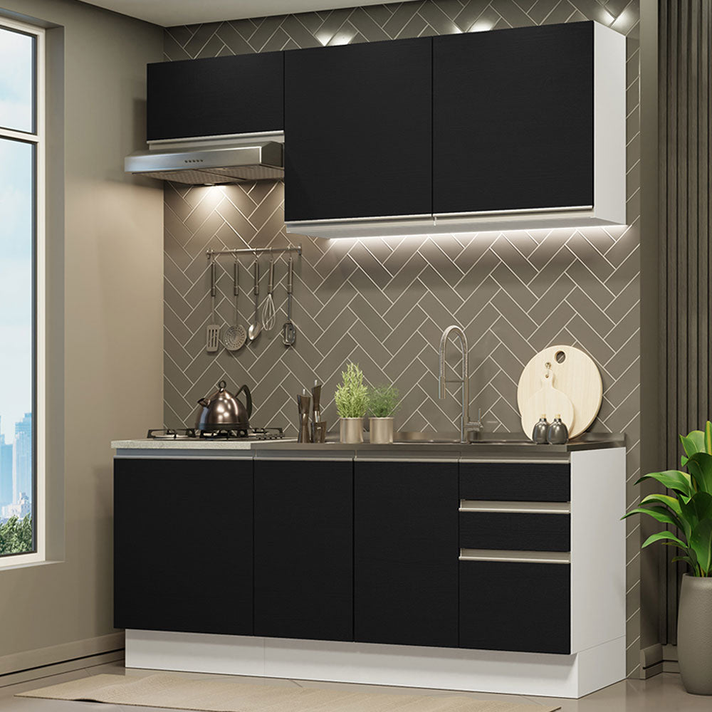 Cocina Compacta 180cm Blanco/Negro Glamy 07