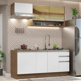 Cocina Compacta 180cm Marrón/Blanco Glamy 08
