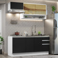 Cocina Compacta 180 cm Blanco/Negro Glamy Madesa