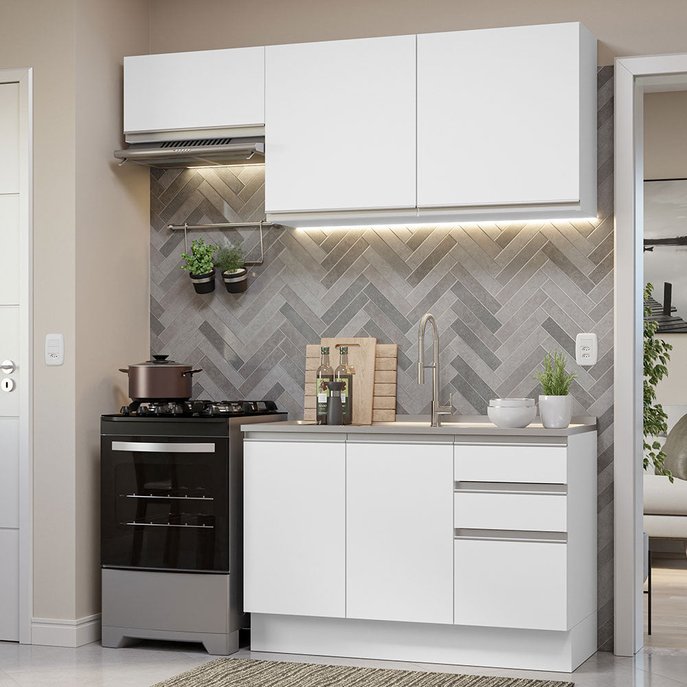Cocina Compacta 180cm sin Fregadero Blanco Glamy 09