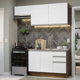 Cocina Compacta 180cm sin Fregadero Marrón/Blanco Glamy 09