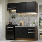 Cocina Compacta 180 cm Marrón/Negro Glamy Madesa