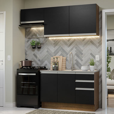 Cocina Compacta 180 cm Marrón/Negro Glamy Madesa