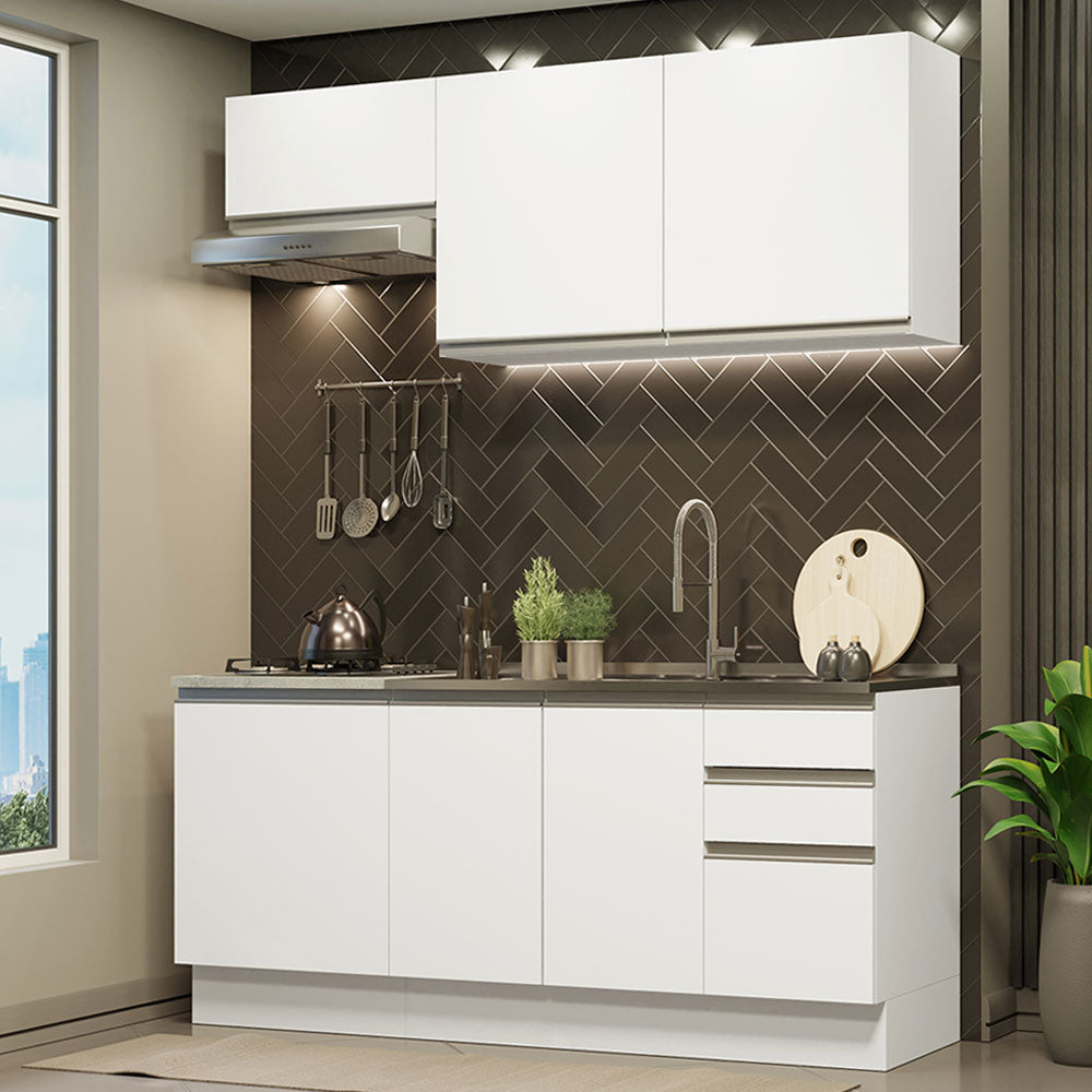 Cocina Compacta 180cm con Fregadero Blanco Glamy 11