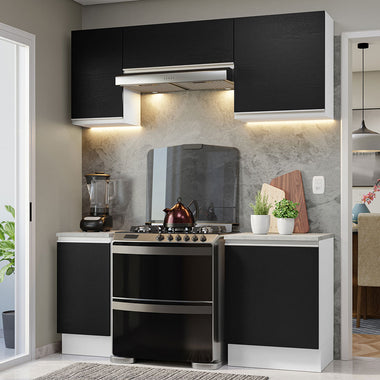 Cocina Compacta 180 cm Blanco/Negro Glamy Madesa
