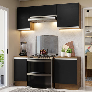 Cocina Compacta 180 cm Marrón/Negro Glamy Madesa