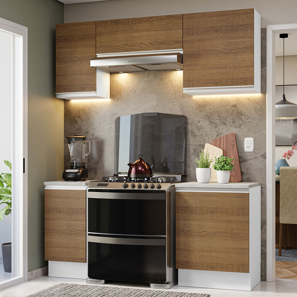 Cocina Compacta 180cm Blanco/Marrón Glamy 12