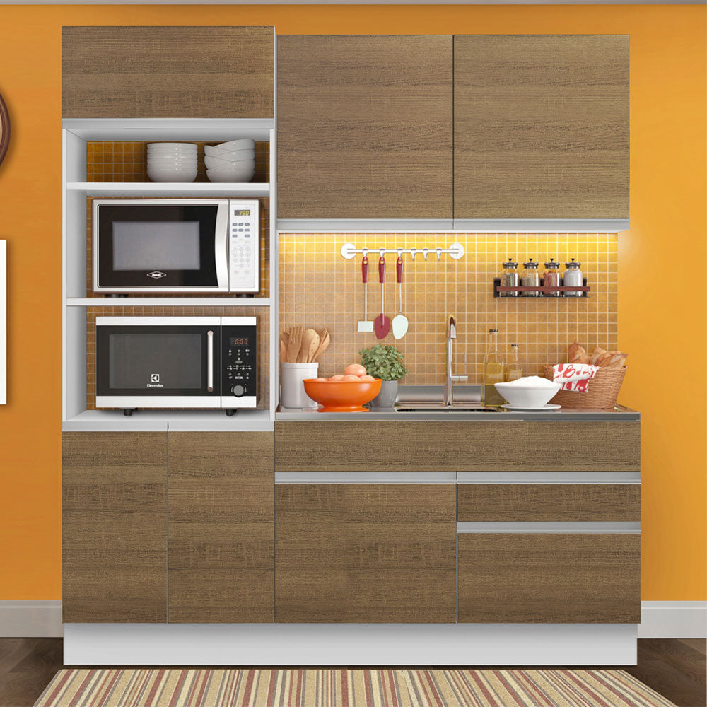 Cocina Integral 190cm Blanco/Marrón Glamy 04