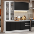 Cocina Compacta 190 cm Con Vitrina Blanco/Negro Glamy Madesa