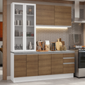 Cocina Compacta 190 cm Con Vitrina Blanco/Marrón Glamy Madesa