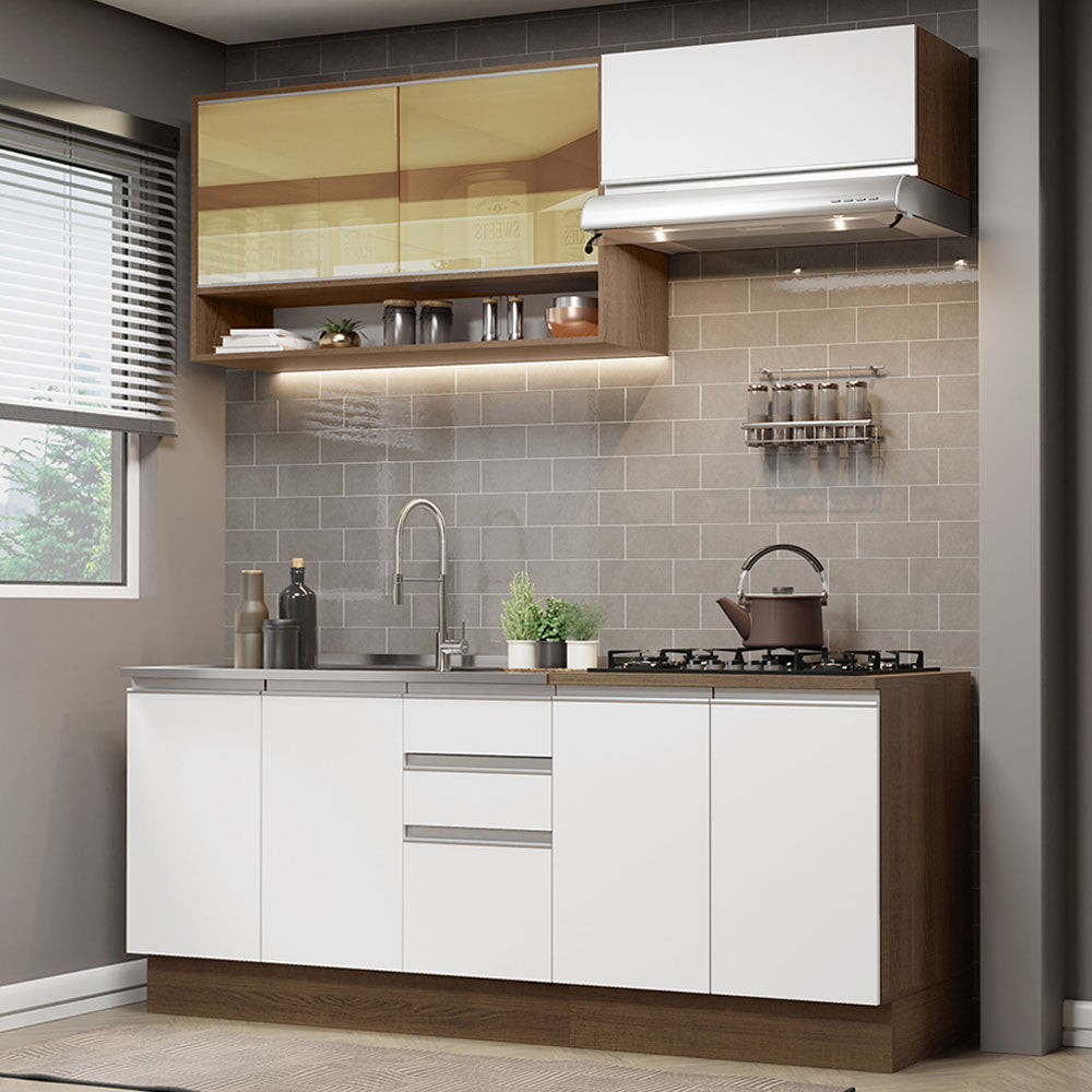 Cocina Compacta 200cm Marrón/Blanco Glamy 03