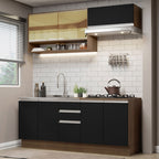 Cocina Compacta 200 cm Marrón/Negro Glamy Madesa
