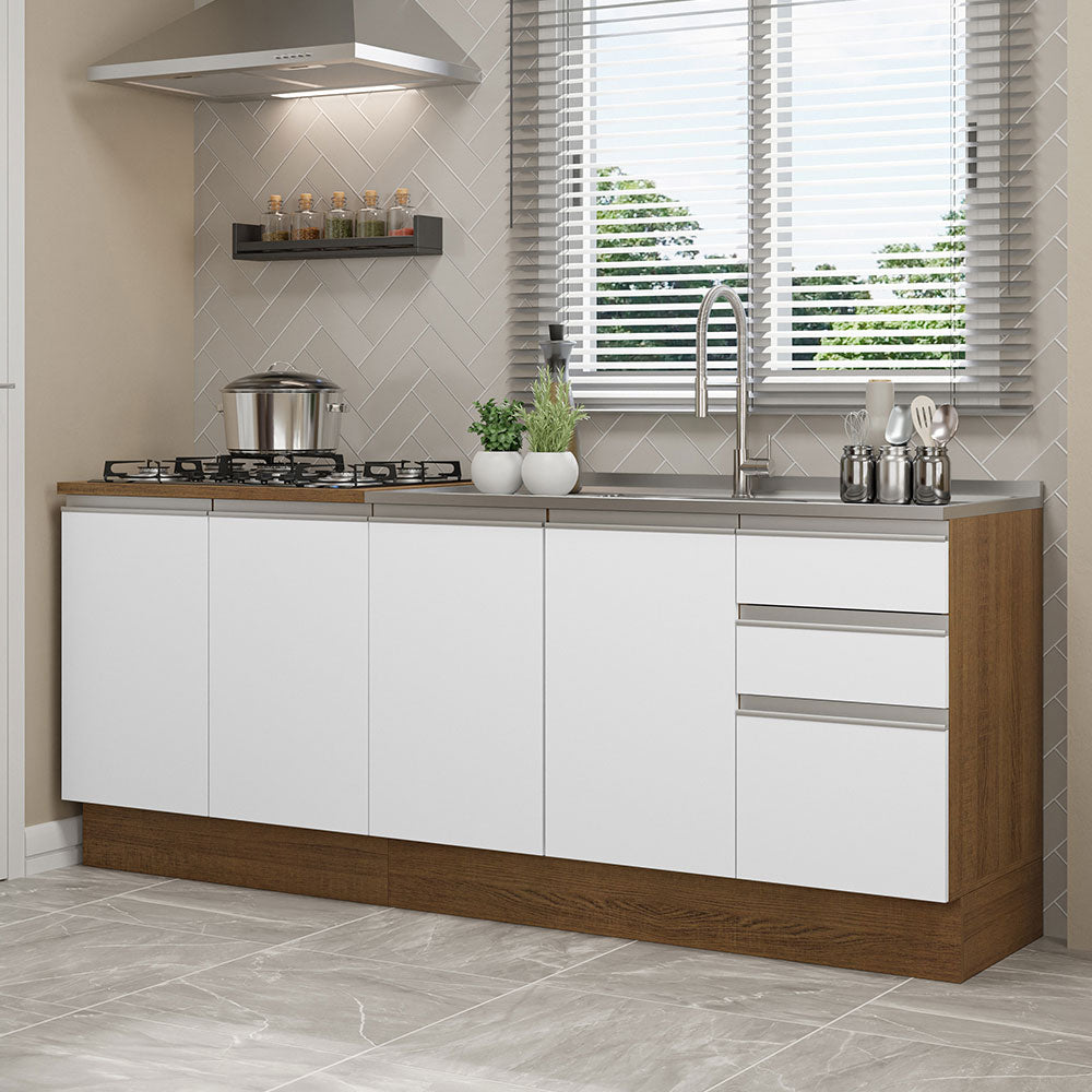 Cocina Compacta 200 cm Marrón/Blanco Glamy Madesa