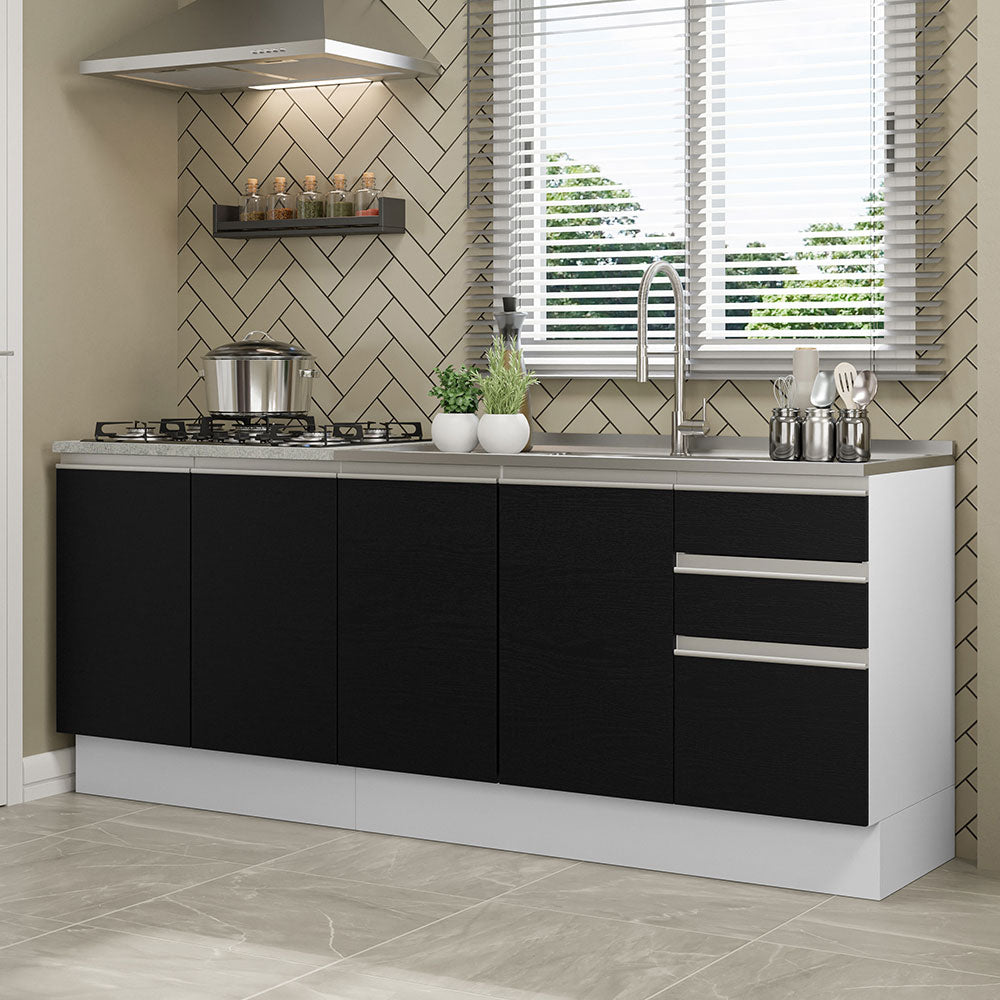 Cocina Compacta 200 cm Blanco/Negro Glamy Madesa