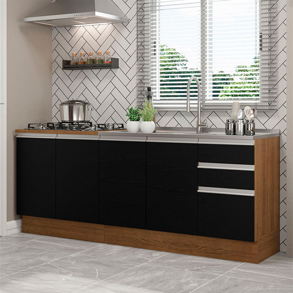Cocina Compacta 200 cm Marrón/Negro Glamy Madesa