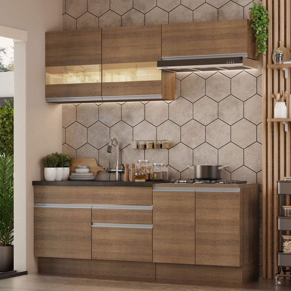 Cocina Compacta 200cm Marrón Glamy 07