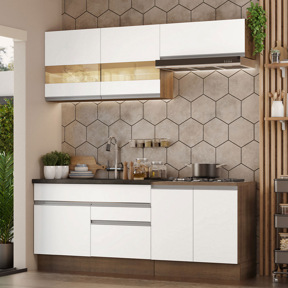 Cocina Compacta 200cm Marrón/Blanco Glamy 07