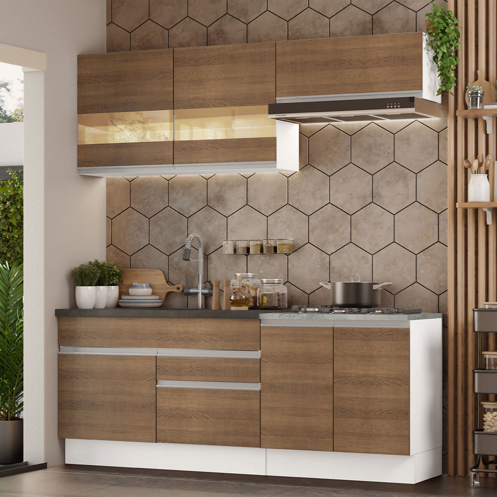 Cocina Compacta 200cm Blanco/Marrón Glamy 07