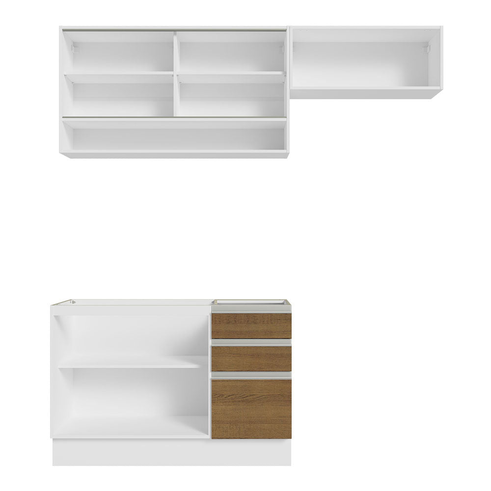 Cocina Integral 200cm sin Fregadero Blanco/Marrón Glamy 08