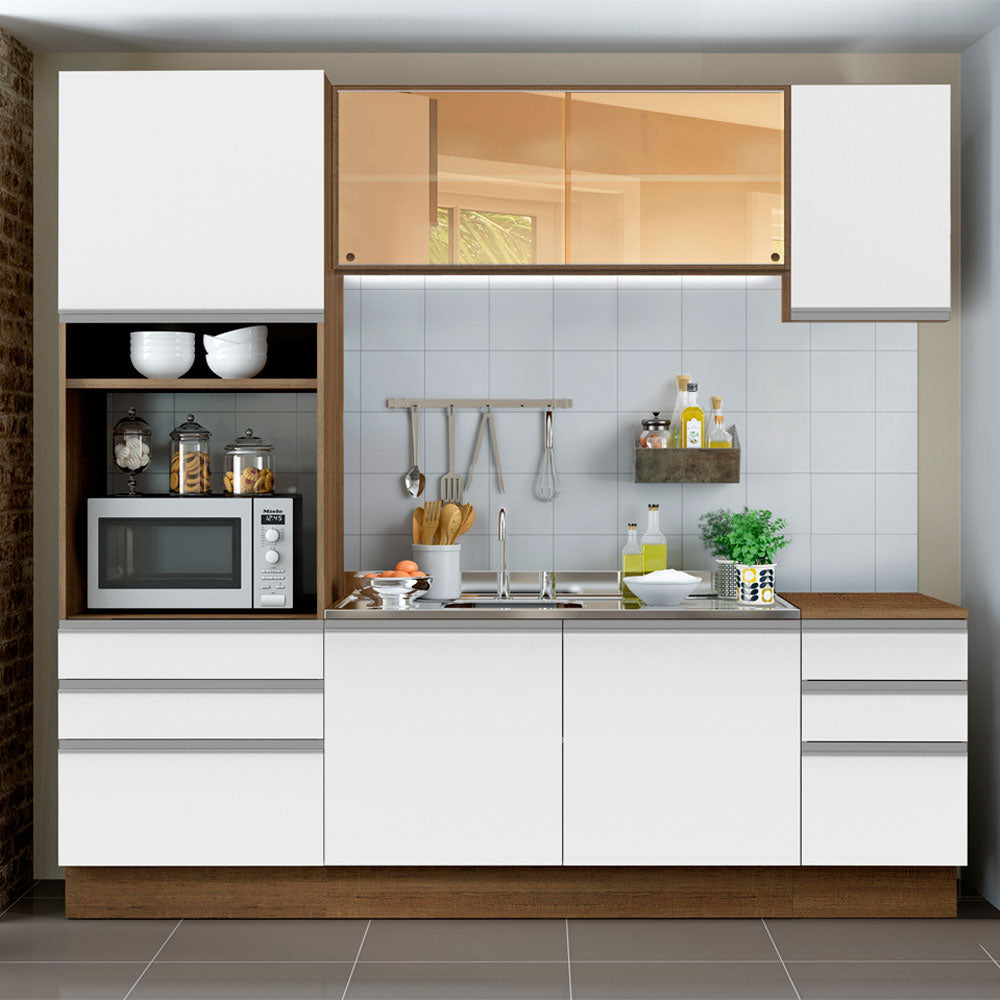 Cocina Integral 220cm Marrón/Blanco Glamy  01