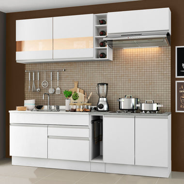 Cocina Compacta 220 cm Blanco Glamy Madesa