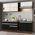Cocina Compacta 220 cm Marrón/Negro/Blanco Glamy Madesa