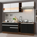 Cocina Compacta 220 cm Marrón/Negro/Blanco Glamy Madesa