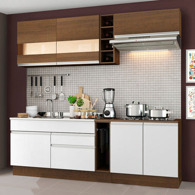 Cocina Compacta 220 cm Marrón/Blanco Glamy Madesa