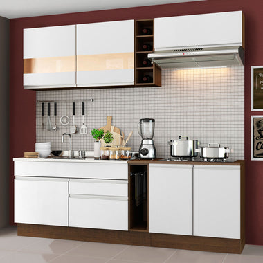 Cocina Compacta 220 cm Marrón/Blanco Glamy Madesa