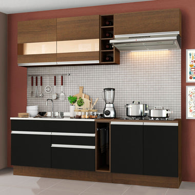 Cocina Compacta 220 cm Marrón/Negro Glamy Madesa