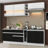 Cocina Integral 220cm Blanco/Negro Glamy 02