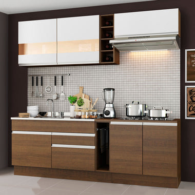 Cocina Compacta 220 cm Marrón/Blanco Glamy Madesa