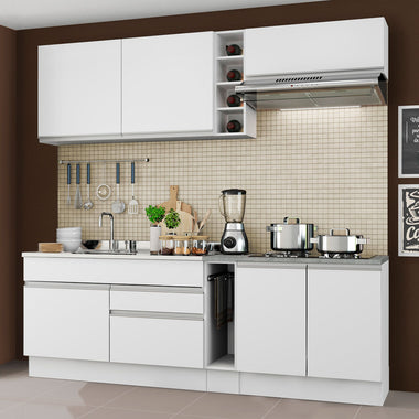 Cocina Compacta 220 cm Blanco Glamy Madesa