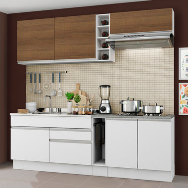 Cocina Compacta 220 cm Blanco/Marrón Glamy Madesa
