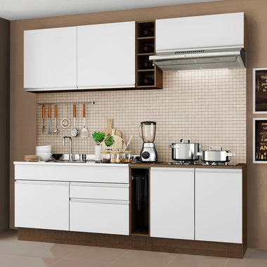 Cocina Compacta 220 cm Marrón/Blanco Glamy Madesa