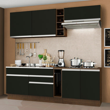 Cocina Compacta 220 cm Marrón/Negro Glamy Madesa