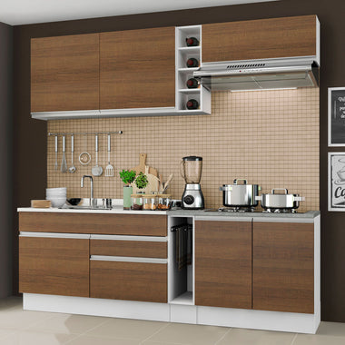 Cocina Compacta 220 cm Blanco/Marrón Glamy Madesa