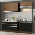 Cocina Compacta 220 x 52 cm 6 Puertas 2 Cajones Marrón/Negro Glamy Madesa 08