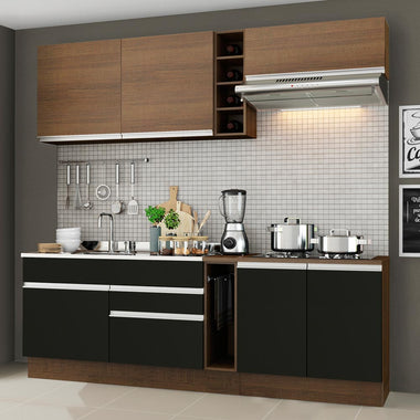 Cocina Compacta 220 cm Marrón/Negro Glamy Madesa