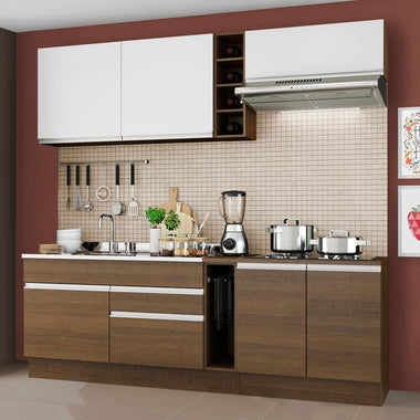 Cocina Compacta 220 cm Marrón/Blanco Glamy Madesa