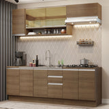 Cocina Integral 240cm sin Fregadero Marrón Glamy 03