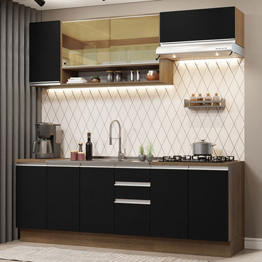 Cocina Integral 240 cm Marrón/Negro Glamy Madesa